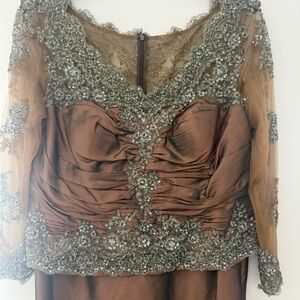 Elegant Brown and Gray Evening Gown